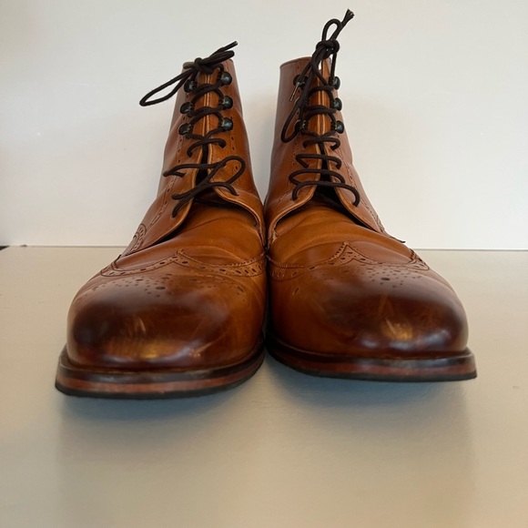 3DM Lifestyle Men's Leather Wingtip Brogue Boot Tan, size 12 - Picture 5 of 13